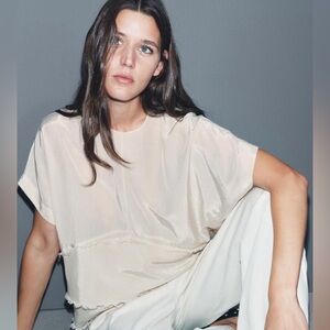 Zara FRAYED RUFFLE TOP ZW COLLECTION